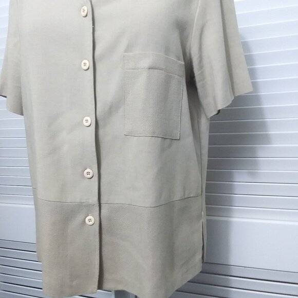 David Paul New York Vintage Linen Rayon Blend Lagenlook Button Front Blouse - Picture 3 of 8